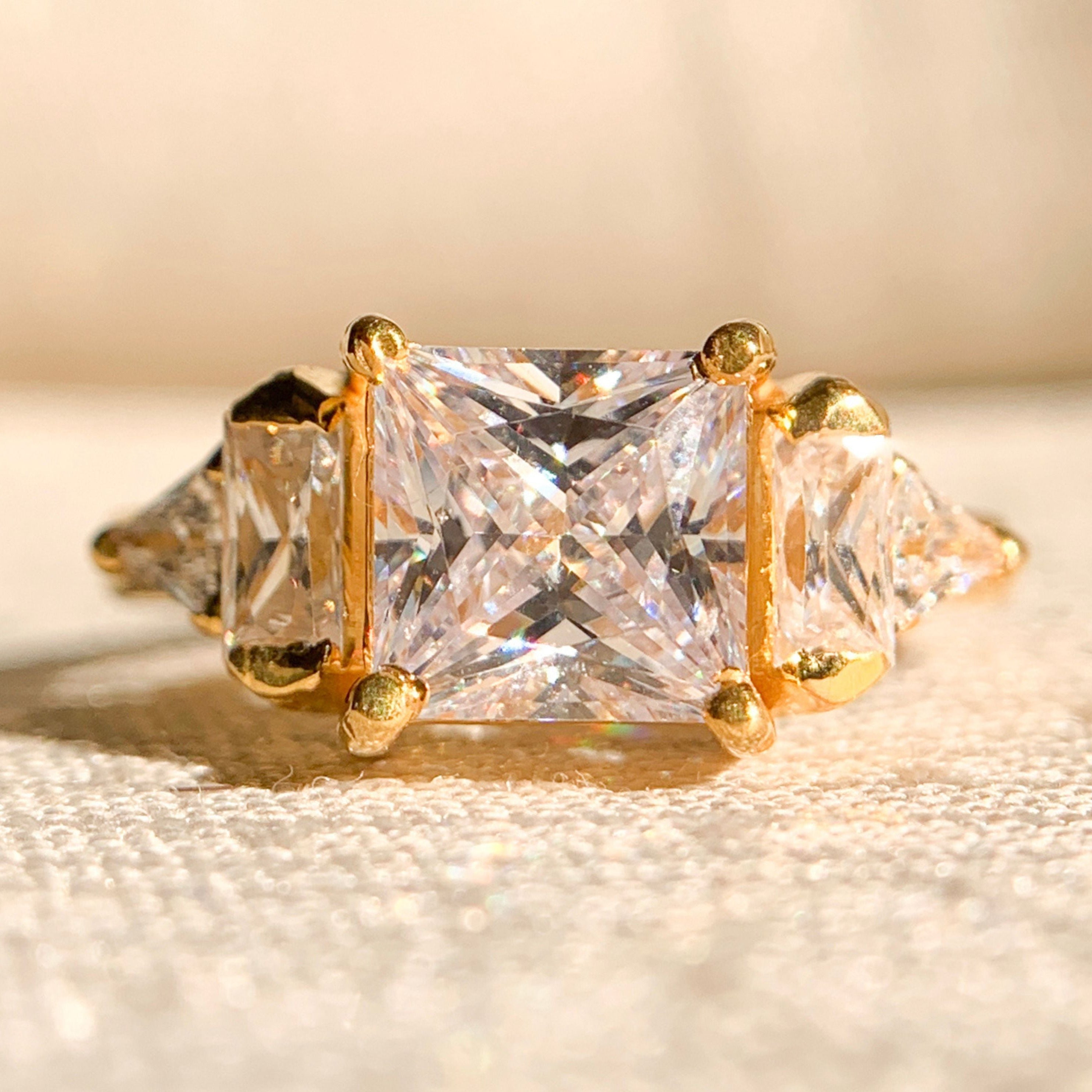 Princess shape lab created diamond engagement ring in white gold